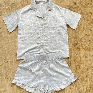 art class Satin Pajama Set in Light Blue and Cream